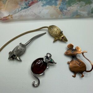 Vintage Mice Brooches Four